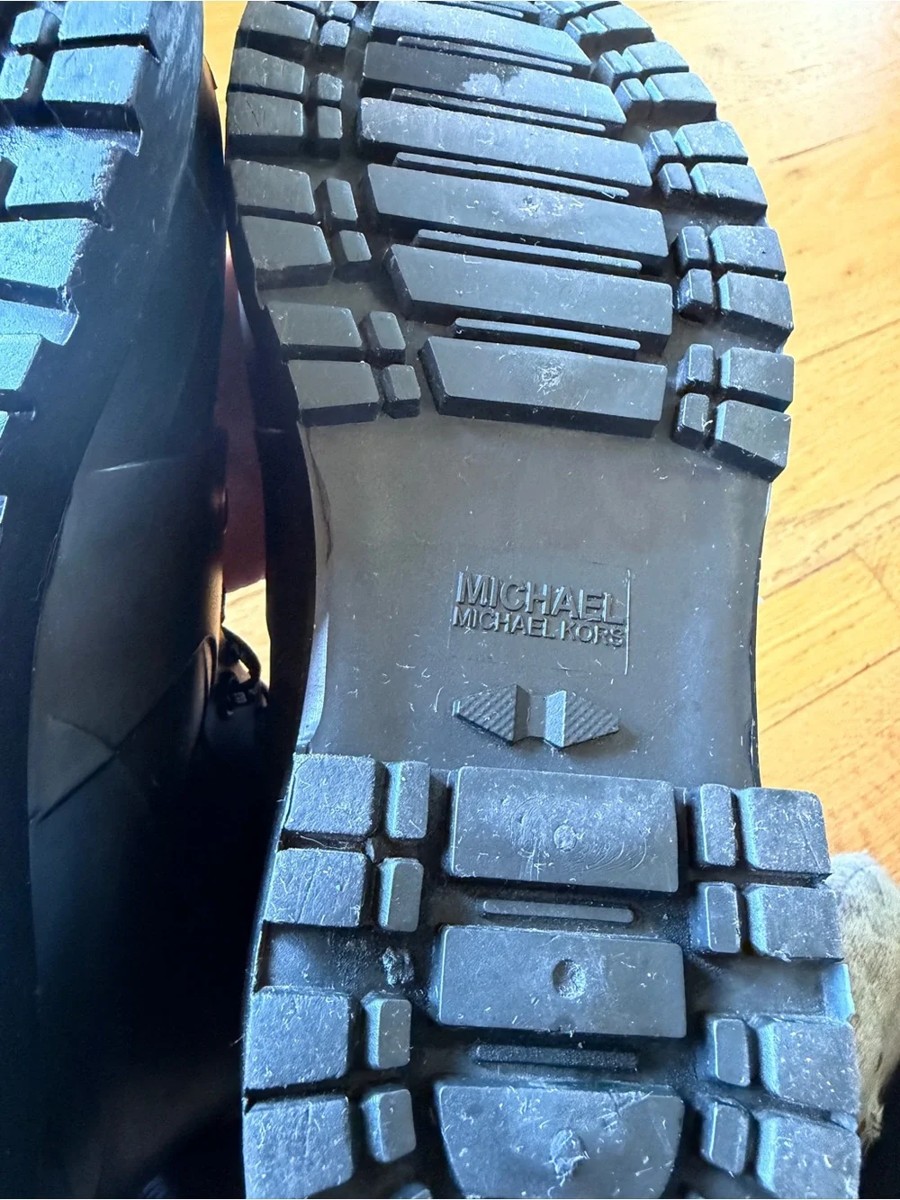 Michael Kors Black Lace-Up Rubber Combat Boots